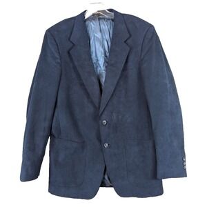 Stanton Tailored For Wallachs Blazer Jacket Mens 42R? Navy Velvet Sportcoat Vtg
